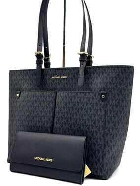Michael Kors Jet Set Medium Pocket Tote Bag & Matching Trifold Wallet